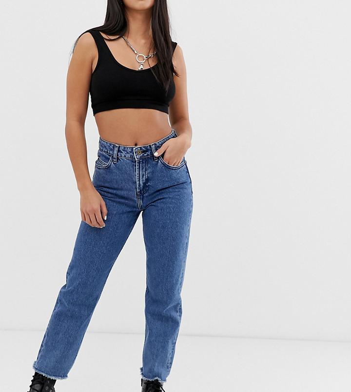 Collusion Petite X005 Straight Leg Jeans In Mid Wash Blue