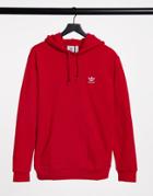 Adidas Originals Essentials Hoodie In Red With Small Logo