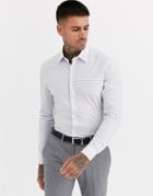 Asos Design Skinny Fit Check Shirt In Blue & Brown Grid-white