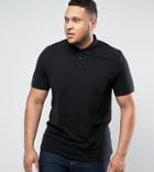 Asos Plus Pique Polo In Black - Black