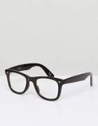 Asos Square Glasses In Black With Clear Lens - Black