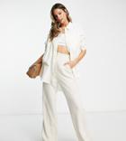 Asos Design Tall Oversized Linen Shirt With Dip Hem In Ivory-white