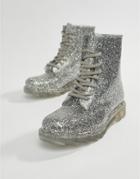 Asos Design Global Glitter Rain Boots - Silver