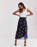 Liquorish Wrap Maxi Skirt In Mixed Floral Print-multi