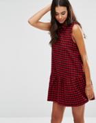 Unique 21 Drop Waist Gingham Dress - Red Gingham