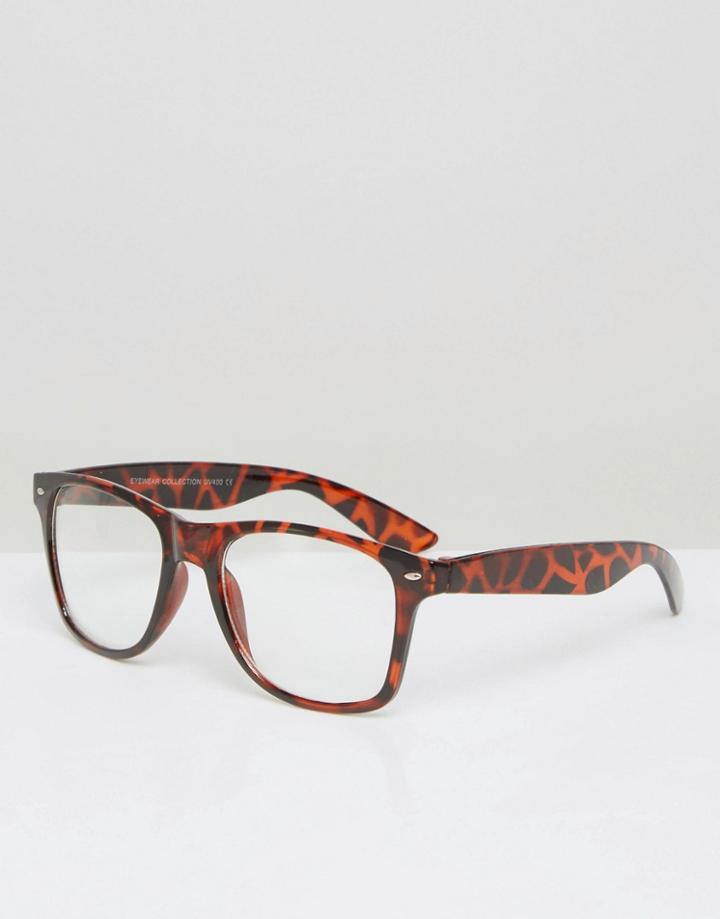 7x Square Glasses In Brown - Brown