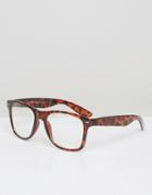 7x Square Glasses In Brown - Brown