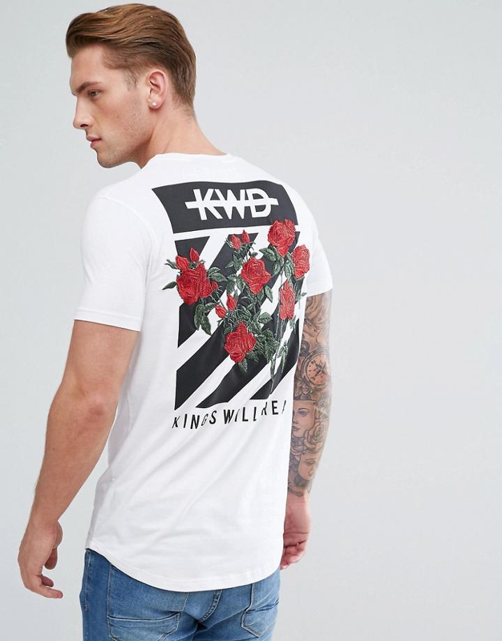 Kings Will Dream Muscle T-shirt In White With Rose Back Print - White