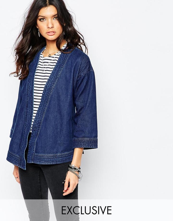 Noisy May Denim Kimono Jacket - Blue