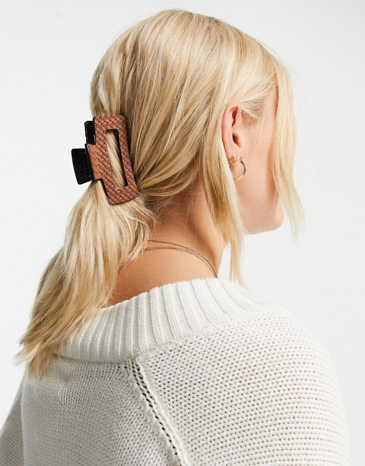 My Accessories London Woven Hair Claw Clip In Brown