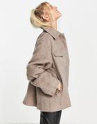 Weekday Isa Recycled Short Brushed Jacket In Mole-neutral