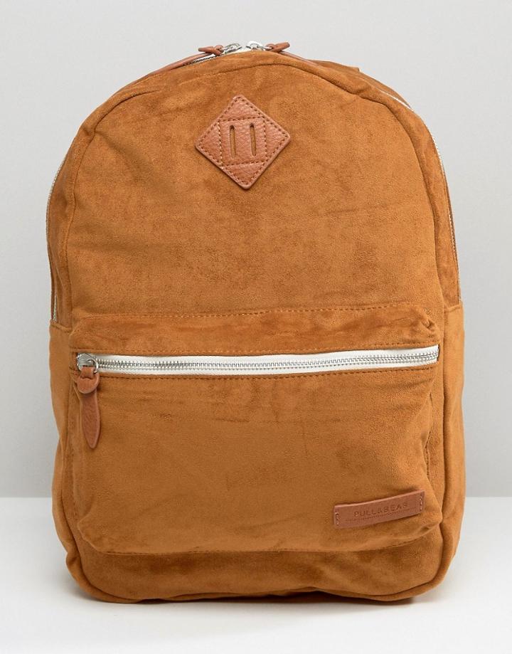 Pull & Bear Sueduette Backpack In Camel - Tan