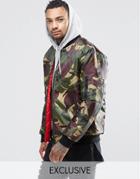Reclaimed Vintage Ma1 Reversible Bomber Jacket In Camo - Green
