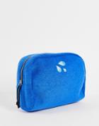 Asos Design Toiletry Bag With Texture And Embroidery In Blue