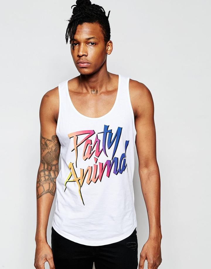 Friend Or Faux Tank Party Animal Print - White
