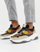 Selected Homme Chunky Sole Multi Color Premium Leather Sneaker - Gray