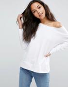 Asos Sweatshirt In Off Shoulder Boxy Fit - White