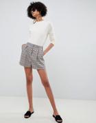 Asos Design High Waist Shorts In Check-multi