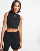 Adidas Originals Adicolor Three Stripe Crop Top In Black