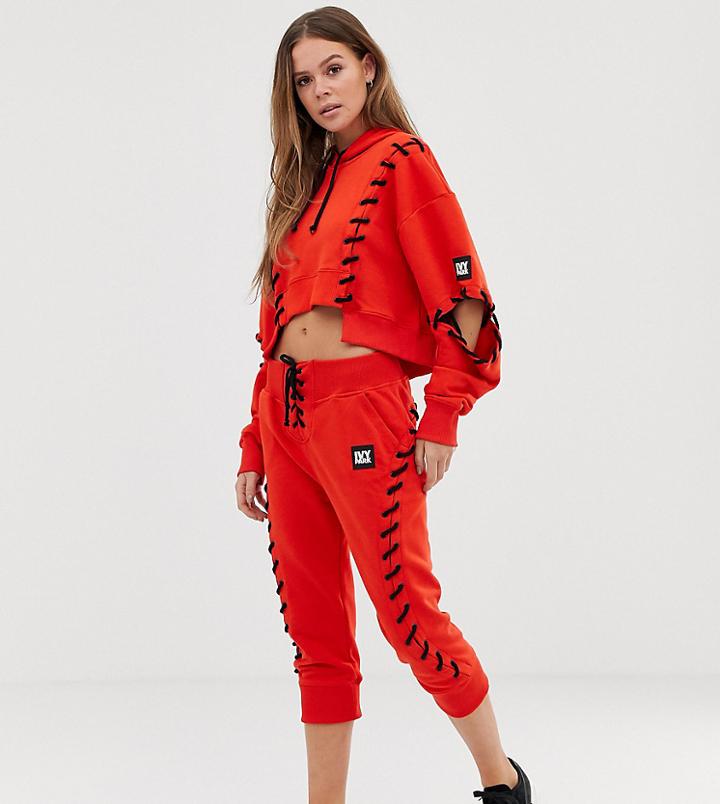 Ivy Park Craft Lace Up Sweatpants In Red - Red