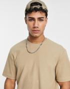 Only & Sons Textured T-shirt In Beige-neutral