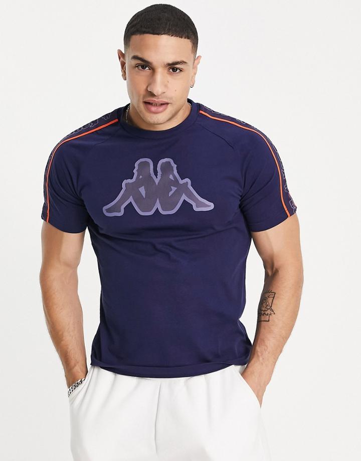 Kappa Premium Logo Taping T-shirt In Navy And Red