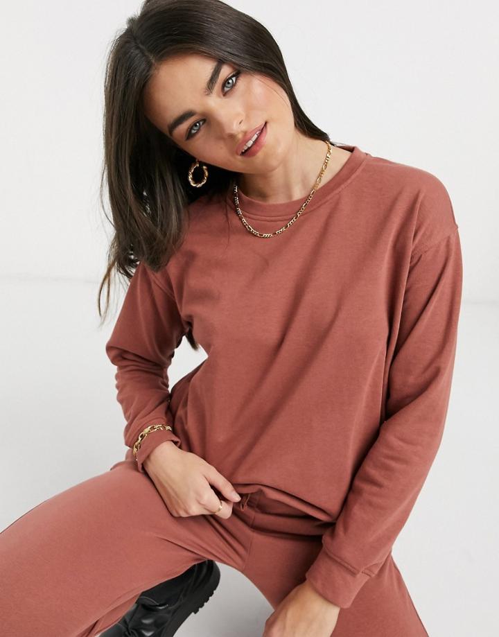 Pieces Long Sleeved Sweatshirt In Rust-red
