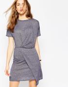 Asos T-shirt Dress With Drape Front - Navy