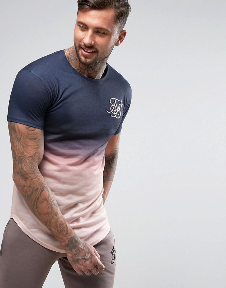Siksilk T-shirt In Navy Dip Dye - Navy