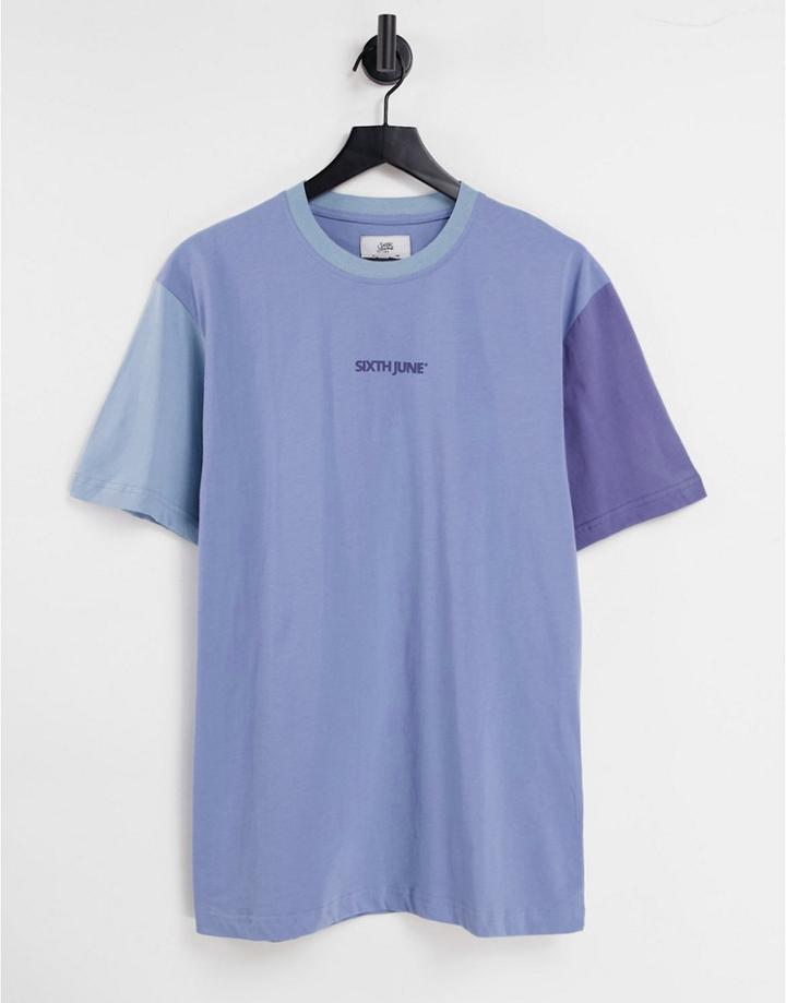 Sixth June Color Block T-shirt In Blue-blues