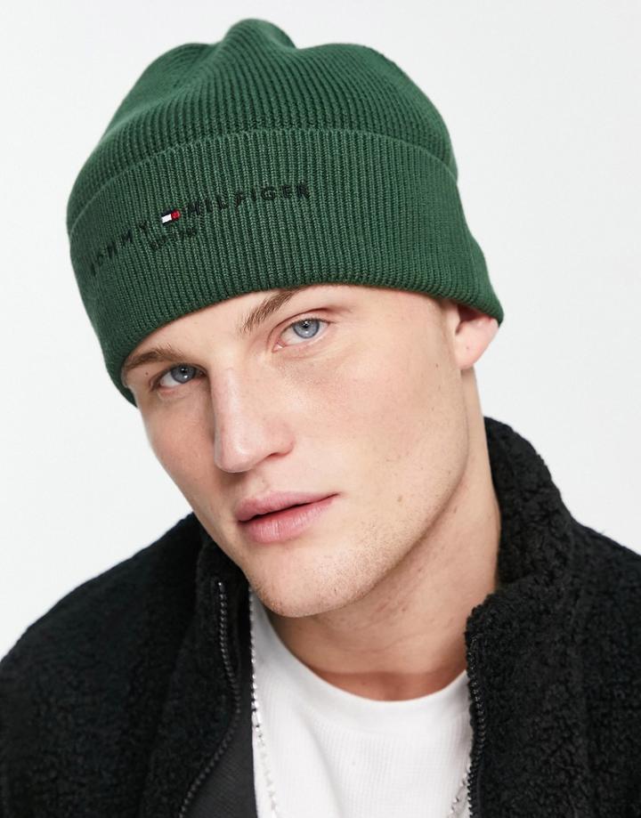 Tommy Hilfiger Established Beanie In Khaki-green