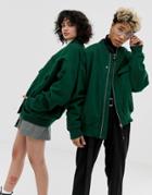 Collusion Unisex Bomber Jacket With Utility Pockets - Green