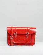 Leather Satchel Company 12.5 Inch Satchel In Patent Rosy Red - Red