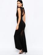 Quontum Fishtail Maxi Dress With Mesh Back - Black