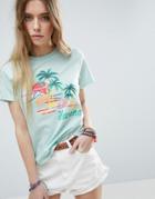 Asos T-shirt With Postcard Print - Blue