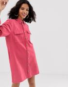 Asos White Oversized Denim Shirt Dress-cream