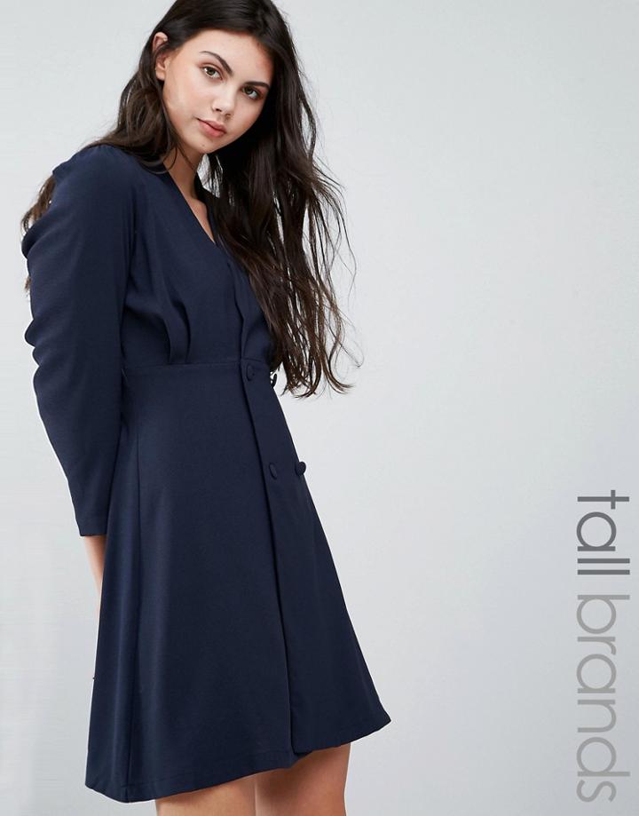 Vero Moda Tall Wrap Front Shift Dress - Navy