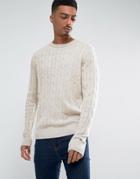 Tommy Hilfiger Crew Neck Cable Knit Sweater In Cream - Cream
