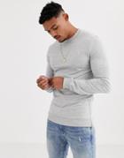 Asos Design Muscle Sweatshirt In Gray Marl With Silver Side Zips