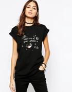 Asos T-shirt With Take Me To Your Leader Print - Black