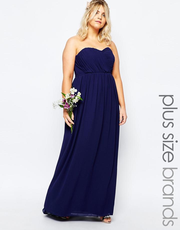 Tfnc Plus Wedding Bandeau Chiffon Maxi Dress - Navy