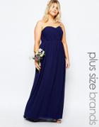 Tfnc Plus Wedding Bandeau Chiffon Maxi Dress - Navy