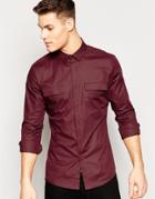 Asos Military Shirt In Skinny Fit Rust With Long Sleeves - Rust