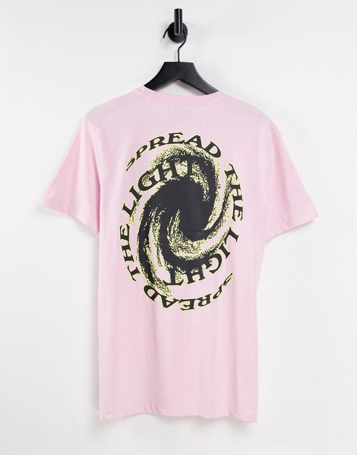 Bershka T-shirt With Back Print In Pink
