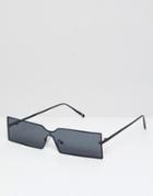 Asos Design Narrow Rimless Full Lens Rectangle Sunglasses - Black