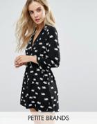 New Look Petite Swan Tux Romper - Black