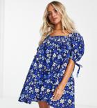 Influence Petite Dress In Blue Multi