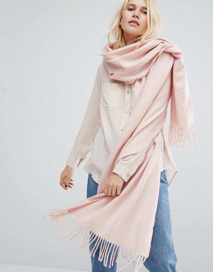 Monki Tassel Trim Scarf - Pink