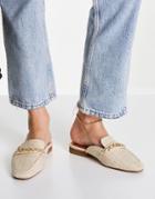Asos Design Motto Chain Flat Mules In Natural-neutral
