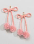 Limited Edition Pom Pom Bow Stud Earrings - Gold